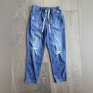 Aerie Drawstring Waist Pull-On Distressed Jeans Size Small